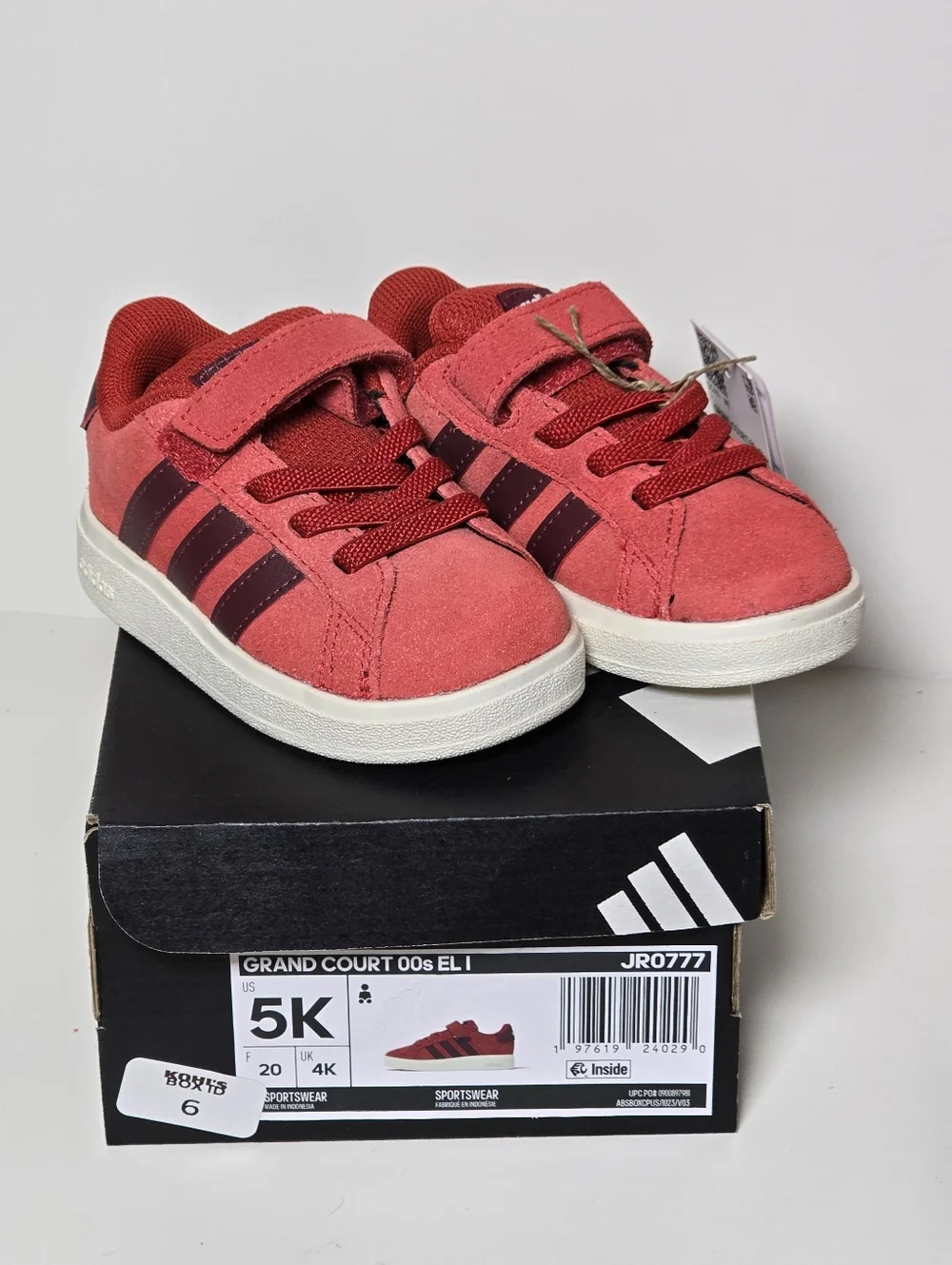 Adidas Grand Court 00s EL I Toddler Red Sneakers Size 5K Nwt - Picture 3 of 8